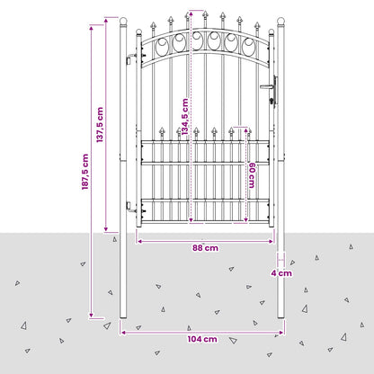 Fence Gate with Spikes EMMEN 170 x 100 cm Powder-coated steel
