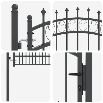 Fence Gate with Spikes EMMEN 200 x 100 cm Powder-coated steel