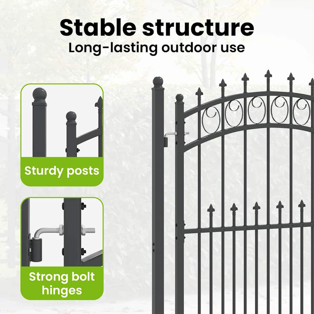 Fence Gate with Spikes EMMEN 200 x 100 cm Powder-coated steel