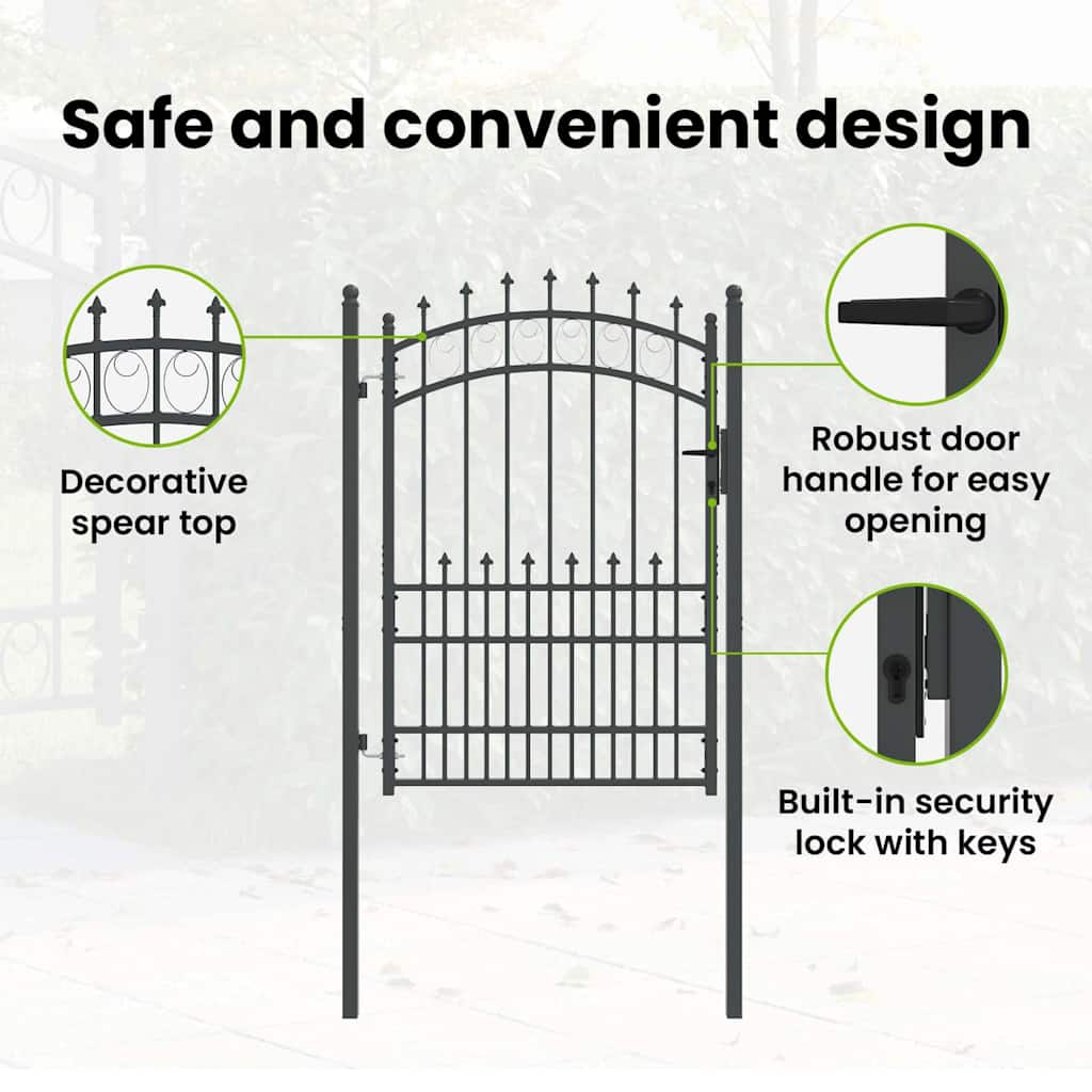 Fence Gate with Spikes EMMEN 200 x 100 cm Powder-coated steel