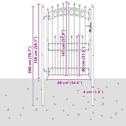 Fence Gate with Spikes EMMEN 200 x 100 cm Powder-coated steel