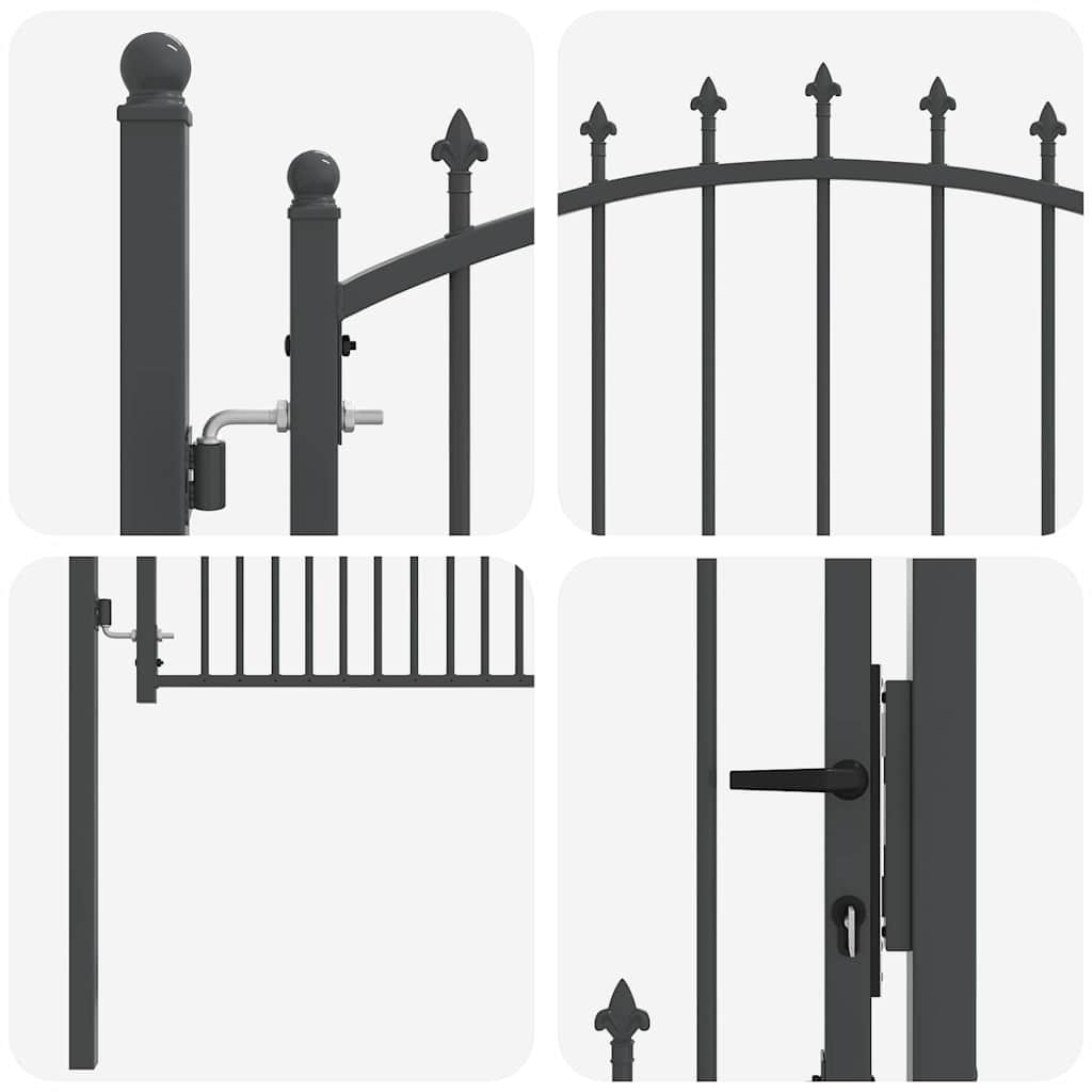 Fence Gate with Spikes EMMEN 100 x 100 cm Powder-coated steel