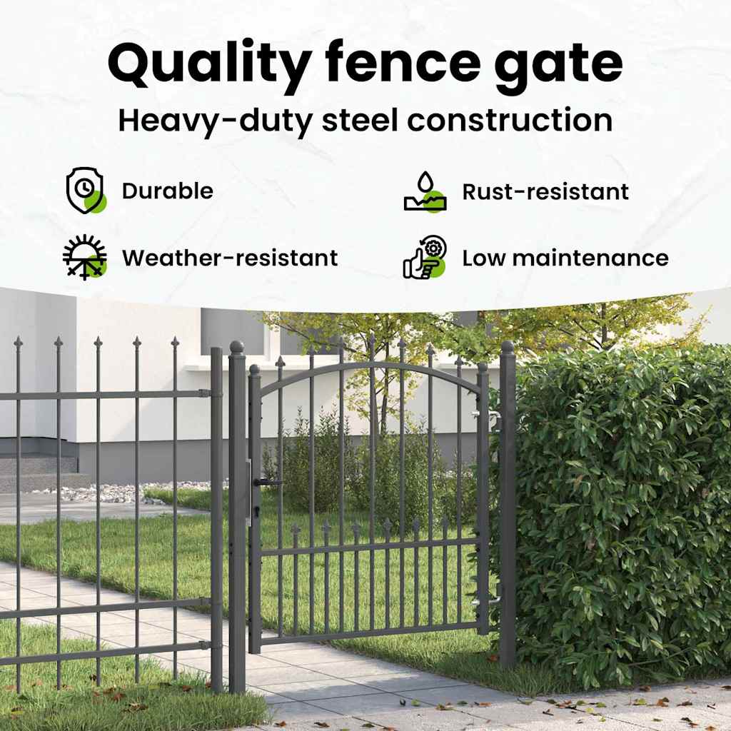 Fence Gate with Spikes EMMEN 100 x 100 cm Powder-coated steel