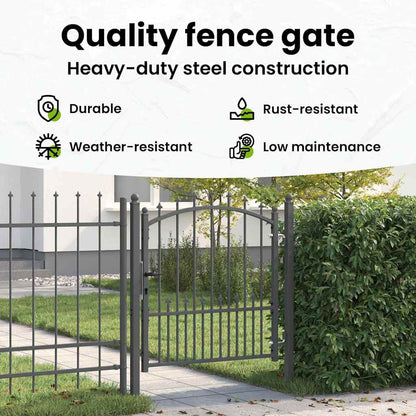 Fence Gate with Spikes EMMEN 100 x 100 cm Powder-coated steel