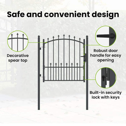 Fence Gate with Spikes EMMEN 100 x 100 cm Powder-coated steel