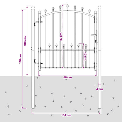 Fence Gate with Spikes EMMEN 104 x 97 cm Lockable