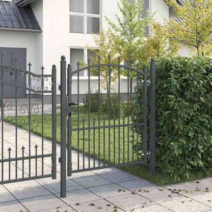 Fence Gate with Spikes Grey 125 x 100 cm Powder-coated steel