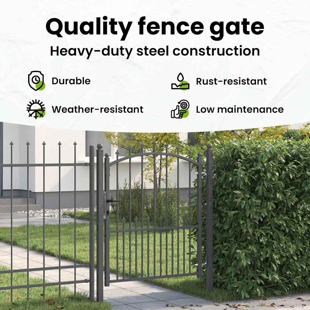 Fence Gate with Spikes EMMEN 125 x 100 cm Powder-coated steel