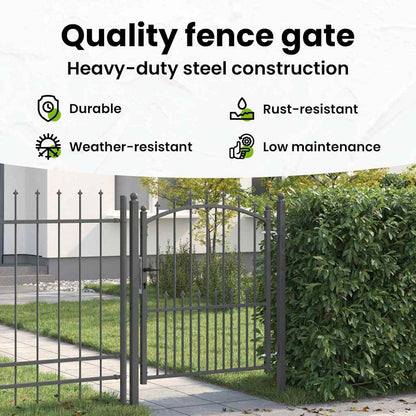 Fence Gate with Spikes EMMEN 125 x 100 cm Powder-coated steel