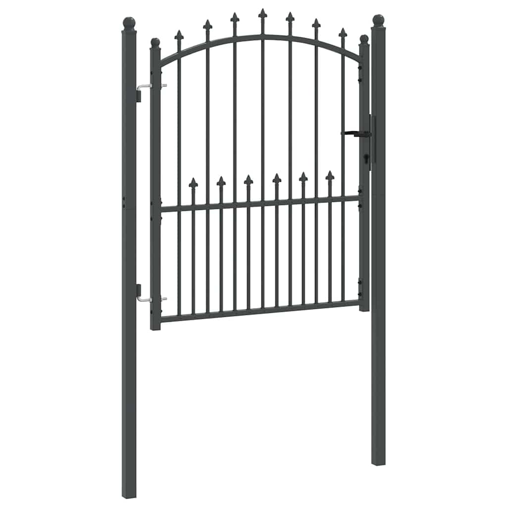 Fence Gate with Spikes Grey 125 x 100 cm Powder-coated steel