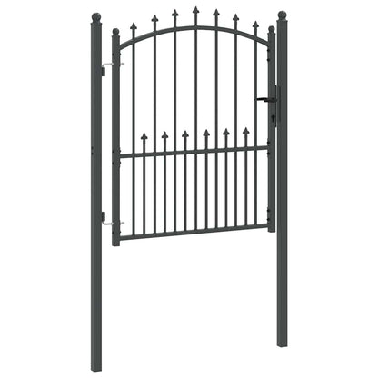 Fence Gate with Spikes Grey 125 x 100 cm Powder-coated steel