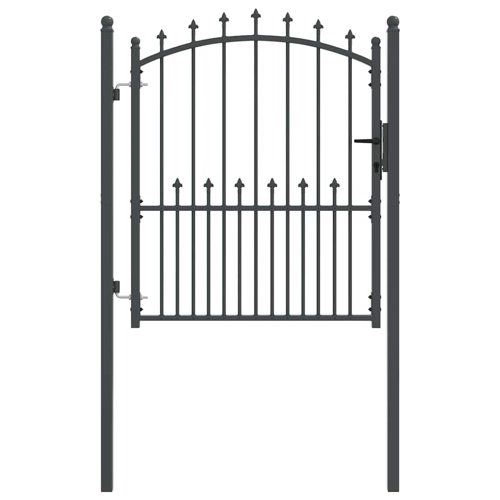 Fence Gate with Spikes Grey 125 x 100 cm Powder-coated steel