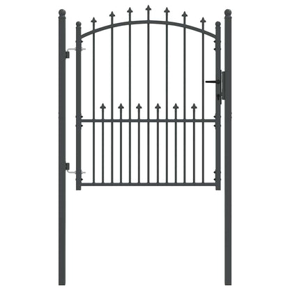 Fence Gate with Spikes Grey 125 x 100 cm Powder-coated steel