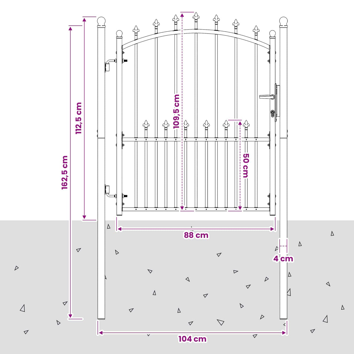 Fence Gate with Spikes EMMEN 125 x 100 cm Powder-coated steel