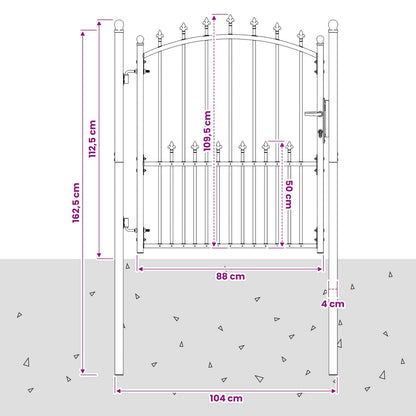 Fence Gate with Spikes EMMEN 125 x 100 cm Powder-coated steel