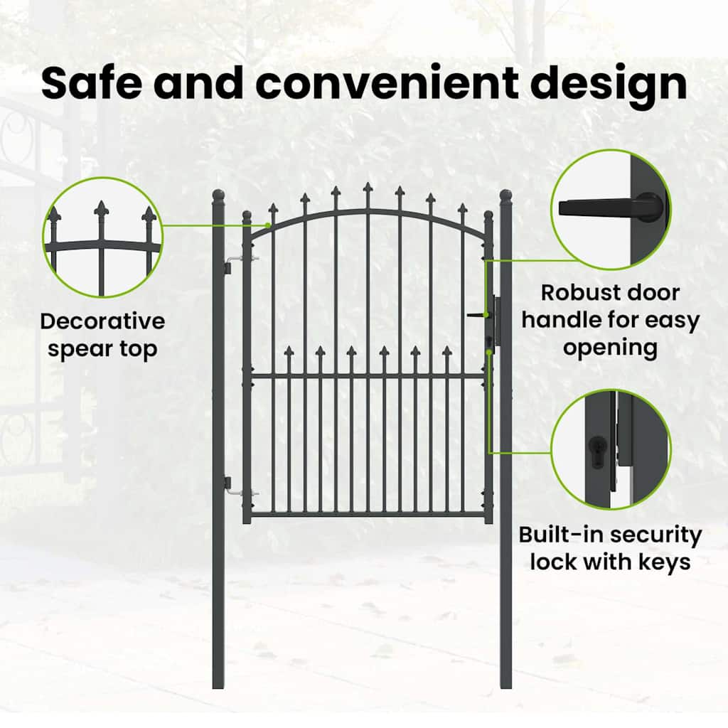 Fence Gate with Spikes EMMEN 150 x 100 cm Powder-coated steel