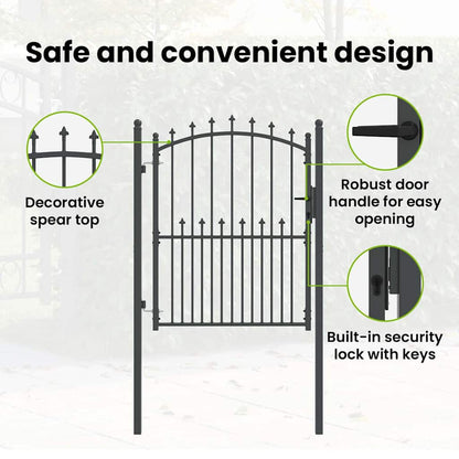Fence Gate with Spikes EMMEN 150 x 100 cm Powder-coated steel