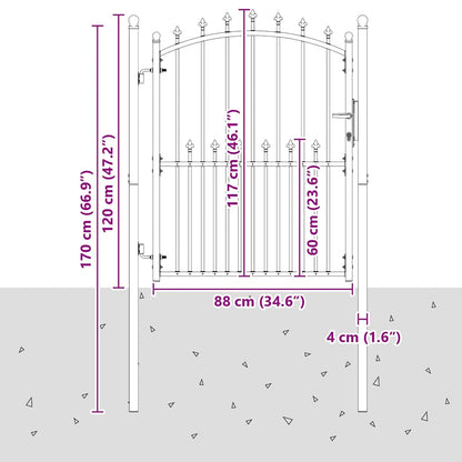 Fence Gate with Spikes EMMEN 150 x 100 cm Powder-coated steel
