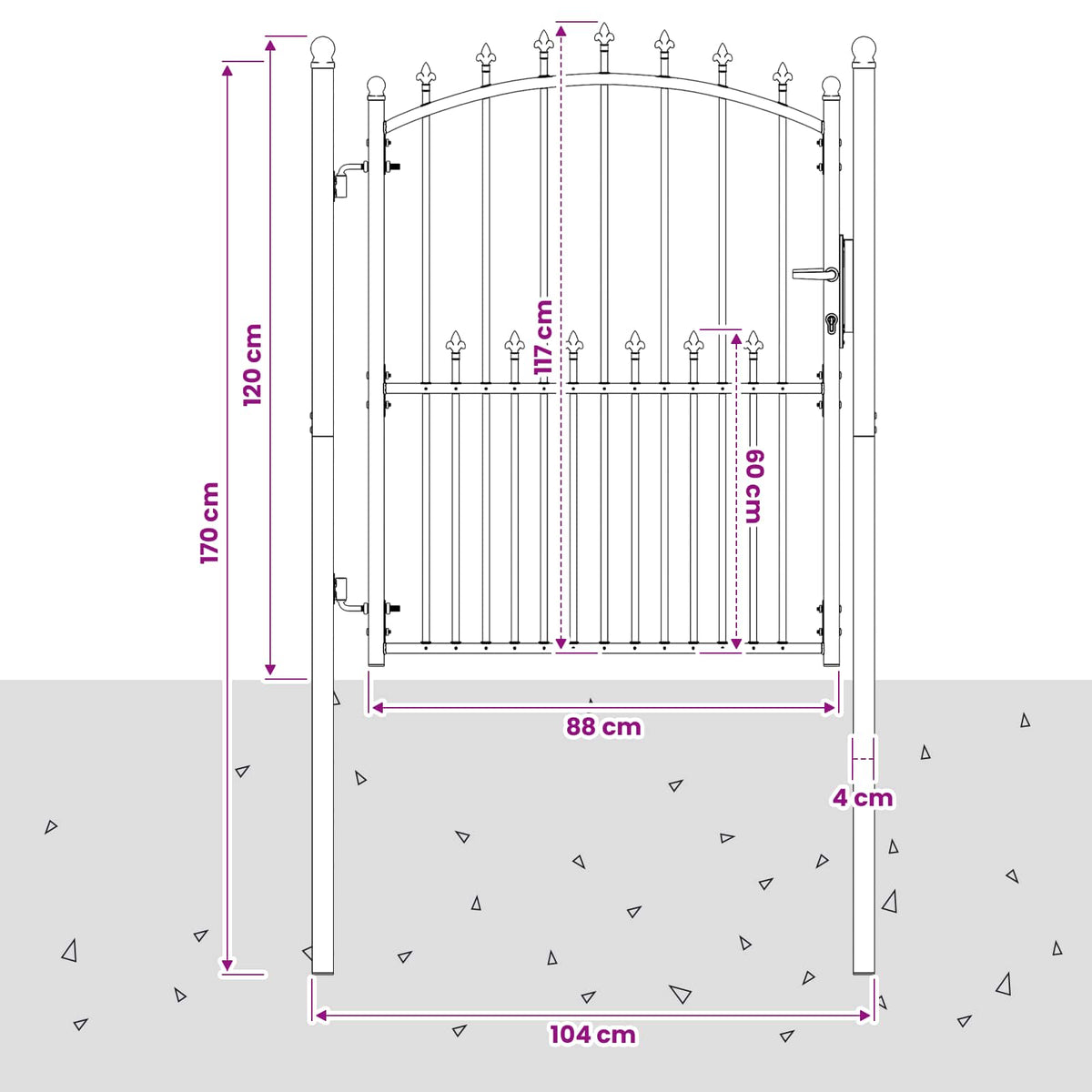 Fence Gate with Spikes EMMEN 104 x 117 cm Lockable