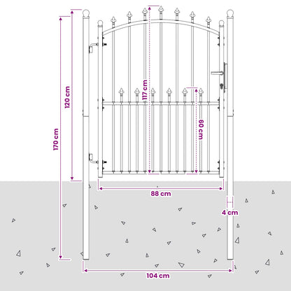 Fence Gate with Spikes EMMEN 104 x 117 cm Lockable