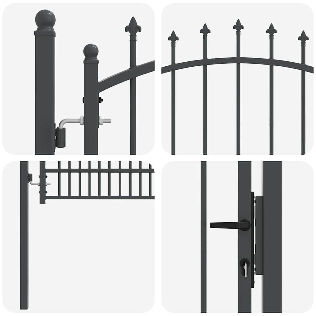 Fence Gate with Spikes EMMEN 170 x 100 cm Powder-coated steel