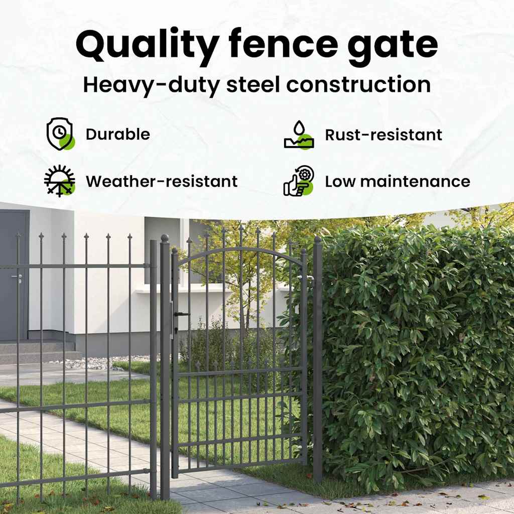 Fence Gate with Spikes EMMEN 170 x 100 cm Powder-coated steel
