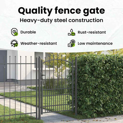 Fence Gate with Spikes EMMEN 170 x 100 cm Powder-coated steel