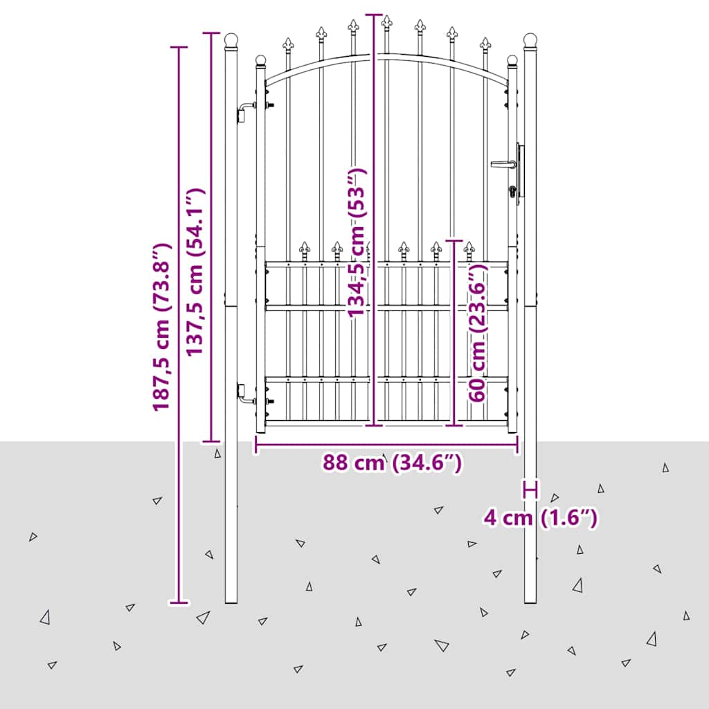 Fence Gate with Spikes EMMEN 170 x 100 cm Powder-coated steel