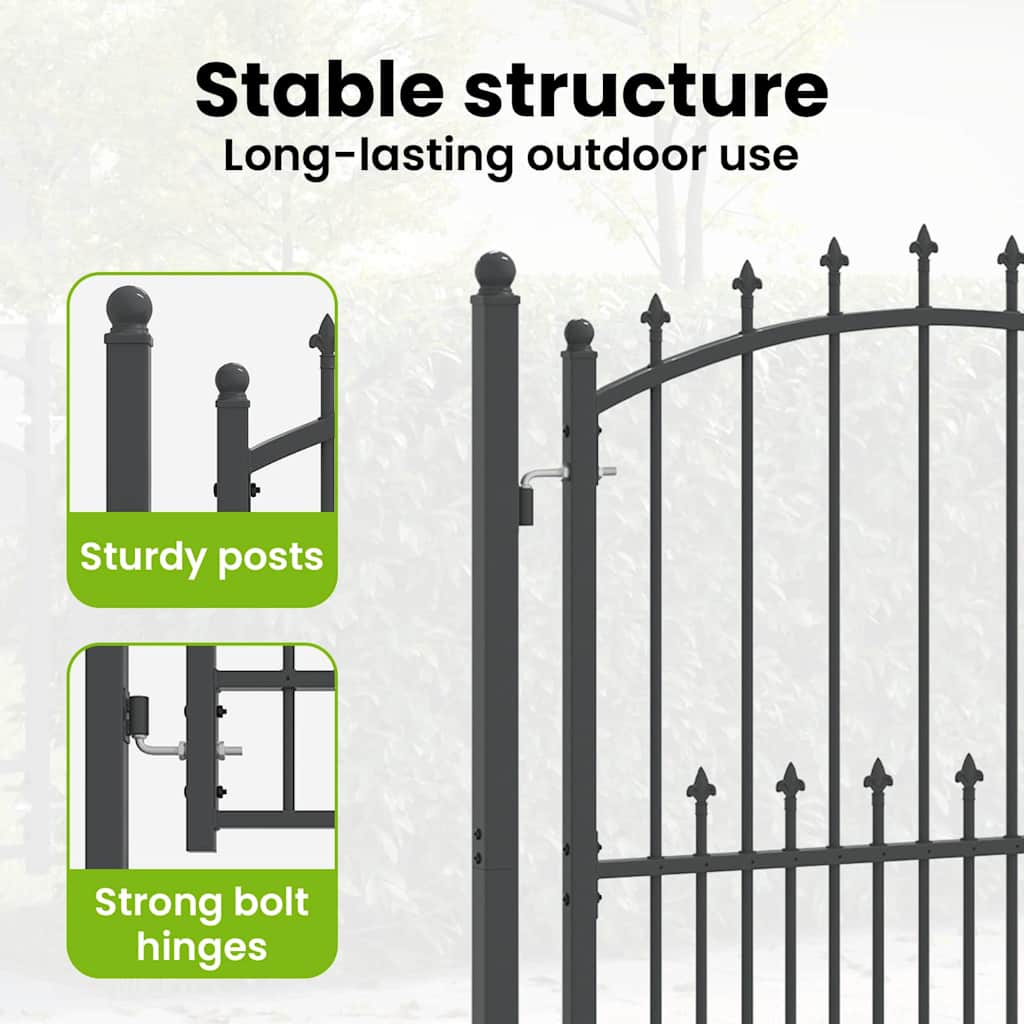 Fence Gate with Spikes EMMEN 200 x 100 cm Powder-coated steel