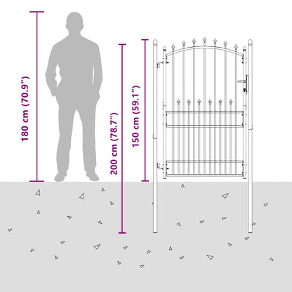 Fence Gate with Spikes EMMEN 200 x 100 cm Powder-coated steel
