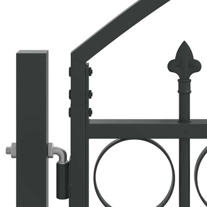 Fence Gate ASSEN 301 x 175.5 cm Steel Grey Lockable