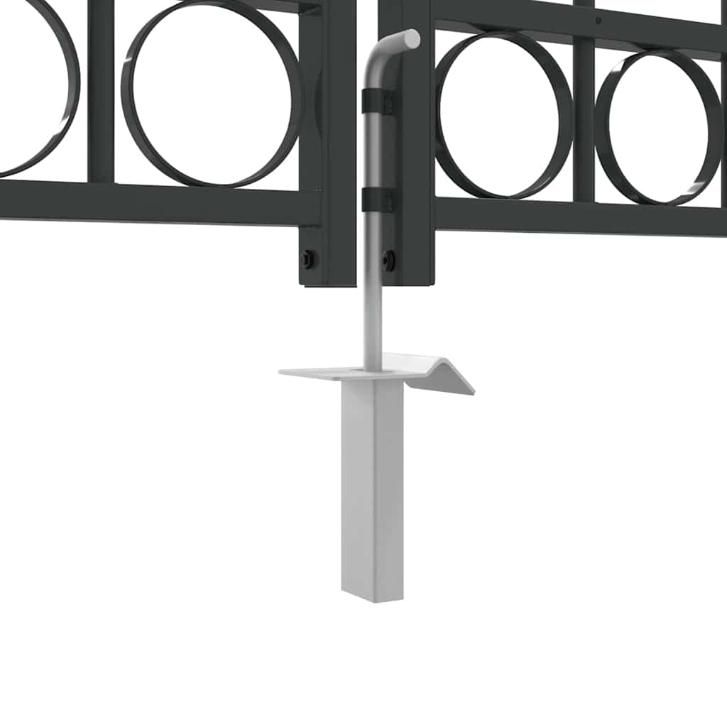 Fence Gate ASSEN 301 x 175.5 cm Steel Grey Lockable