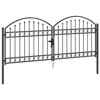 Fence Gate ASSEN 301 x 175.5 cm Steel Grey Lockable