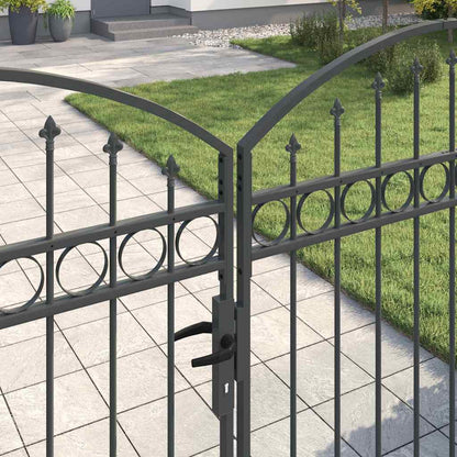 Fence Gate ASSEN 301 x 200 cm Steel Grey Lockable
