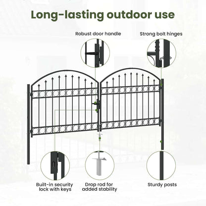 Fence Gate ASSEN 301 x 200 cm Steel Grey Lockable