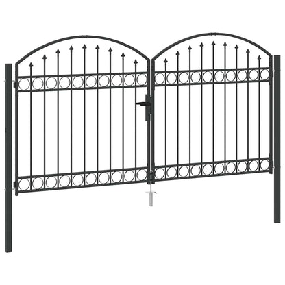Fence Gate ASSEN 301 x 200 cm Steel Grey Lockable