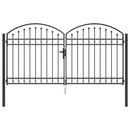 Fence Gate ASSEN 301 x 200 cm Steel Grey Lockable