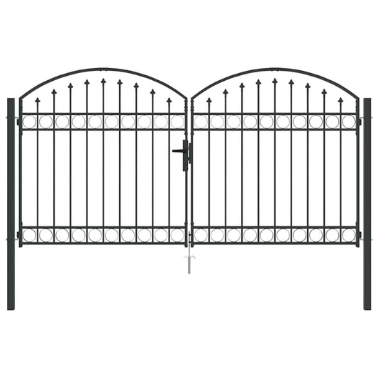 Fence Gate ASSEN 301 x 200 cm Steel Grey Lockable
