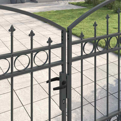 Fence Gate ASSEN 401 x 175.5 cm Steel Grey Lockable