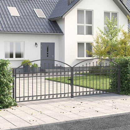 Fence Gate ASSEN 401 x 175.5 cm Steel Grey Lockable