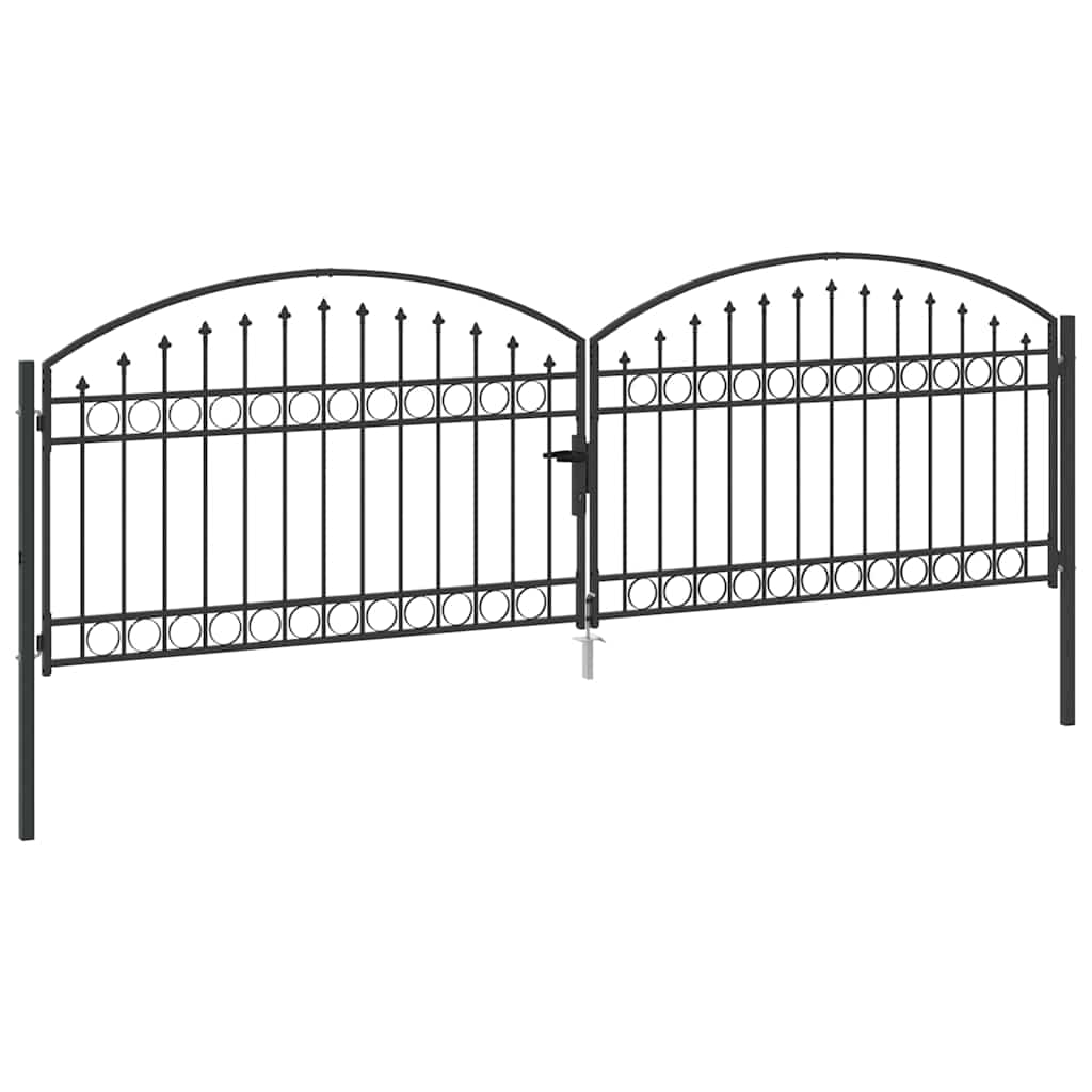 Fence Gate ASSEN 401 x 175.5 cm Steel Grey Lockable