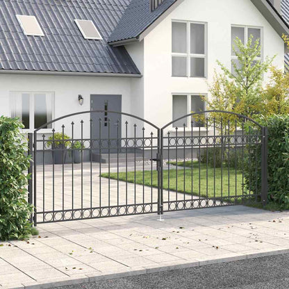 Fence Gate ASSEN 401 x 200 cm Steel Grey Lockable
