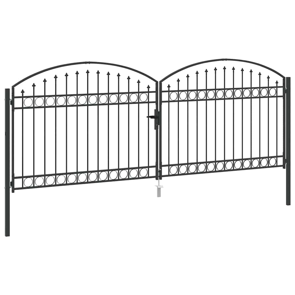 Fence Gate ASSEN 401 x 200 cm Steel Grey Lockable
