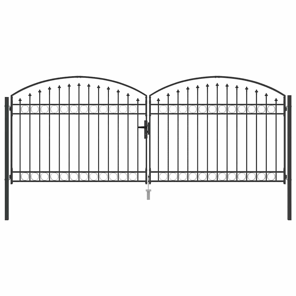 Fence Gate ASSEN 401 x 200 cm Steel Grey Lockable