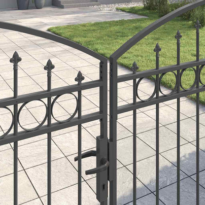 Fence Gate ASSEN 401 x 224.5 cm Steel Grey Lockable