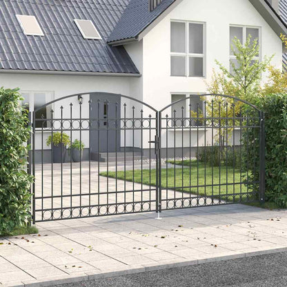 Fence Gate ASSEN 401 x 224.5 cm Steel Grey Lockable