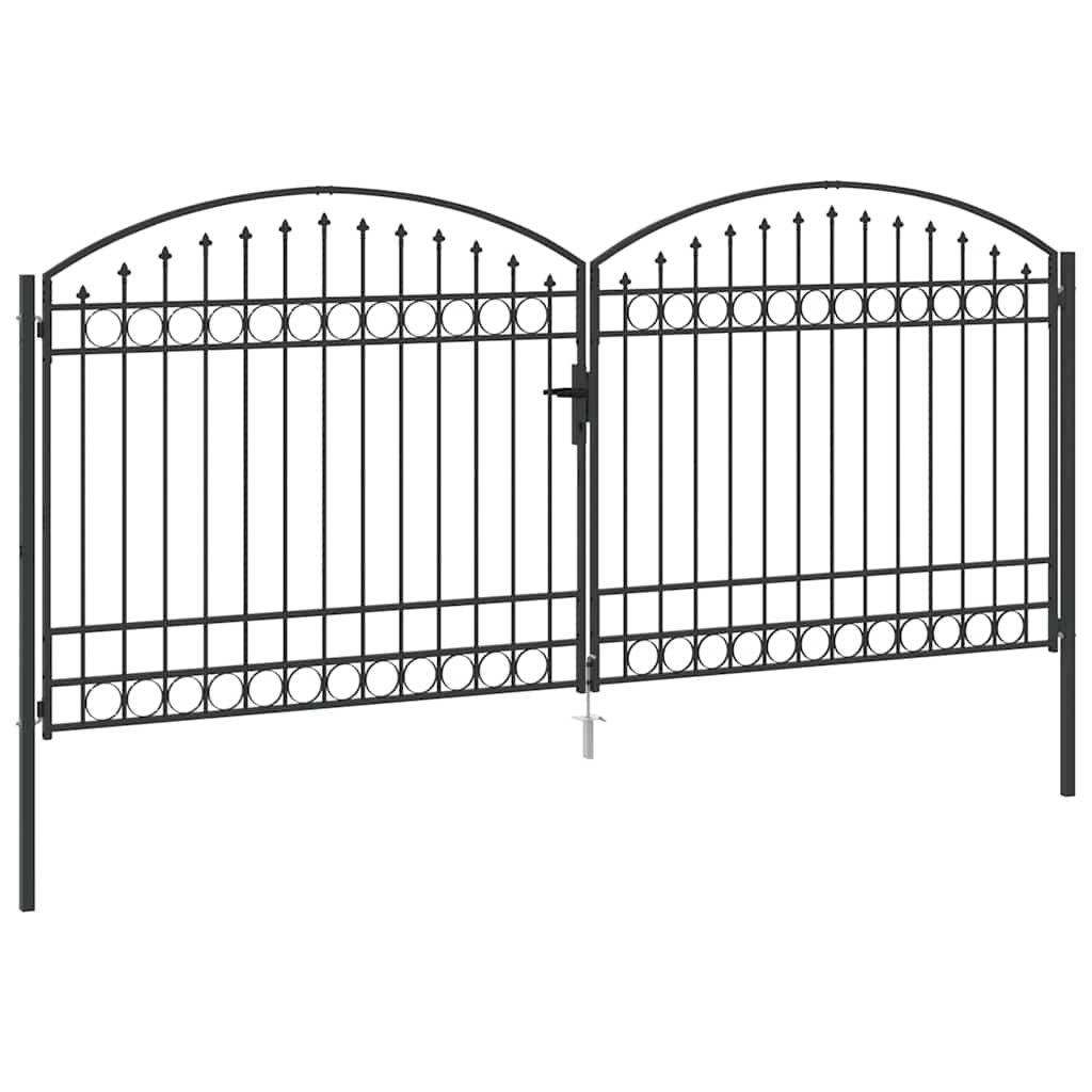 Fence Gate ASSEN 401 x 224.5 cm Steel Grey Lockable