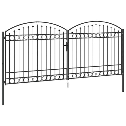 Fence Gate ASSEN 401 x 224.5 cm Steel Grey Lockable