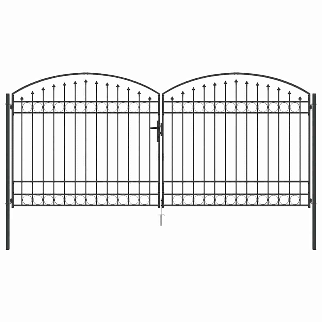 Fence Gate ASSEN 401 x 224.5 cm Steel Grey Lockable