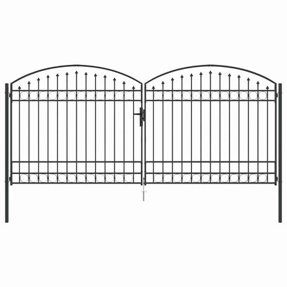 Fence Gate ASSEN 401 x 224.5 cm Steel Grey Lockable